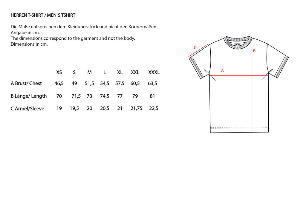 Größentabelle Herren T-Shirt